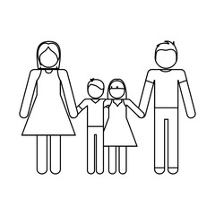 pictogram family with kids icon over white background vector illustration