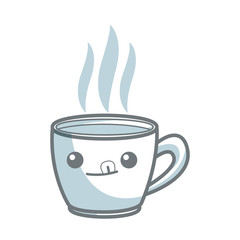 kawaii coffee cup beverage drink break office icon vector illustration