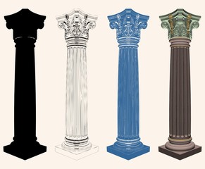 Ancient Corinthian Column Vector 
