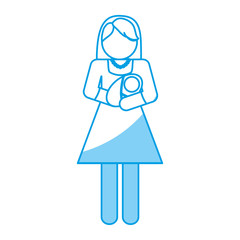 pictogram woman holding a baby icon over white background vector illustration