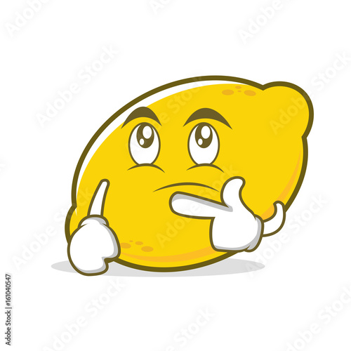 "Thinking face lemon cartoon character" Stock image and royaltyfree
