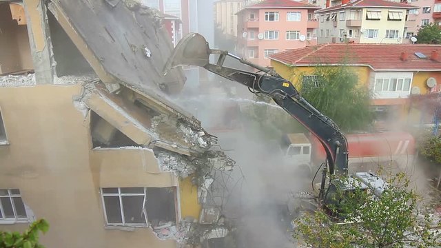 Dismantling of a house building. Istanbul is redeveloping neighborhoods to protect against a potential earthquake. But critics say the city is interested in more money, not more safety