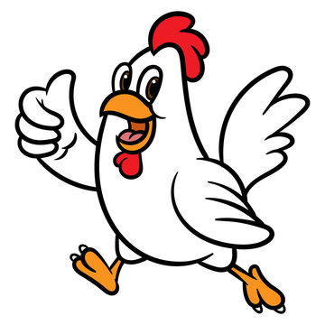 Cartoon Chicken Giving a Thumbs Up Vector Illustration