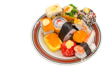 Japanese cuisine, on isolated white background.