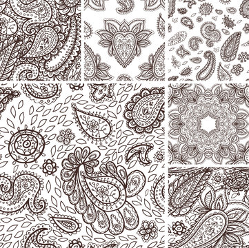 Floral mehendi pattern ornament vector illustration hand drawn henna mhendi pattern india tribal paisley background © partyvector