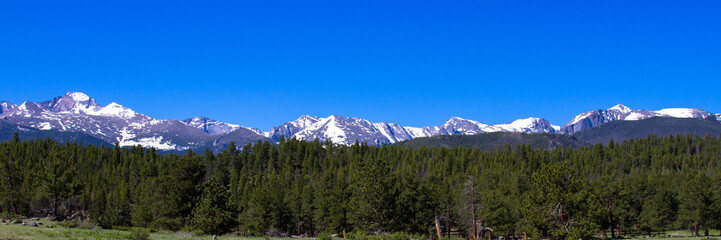 Panorama of the highest peaks in Rocky Mountain National Park in Colorado
