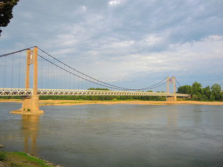 Suspension bridge over the river Loire, Ancenis, France  