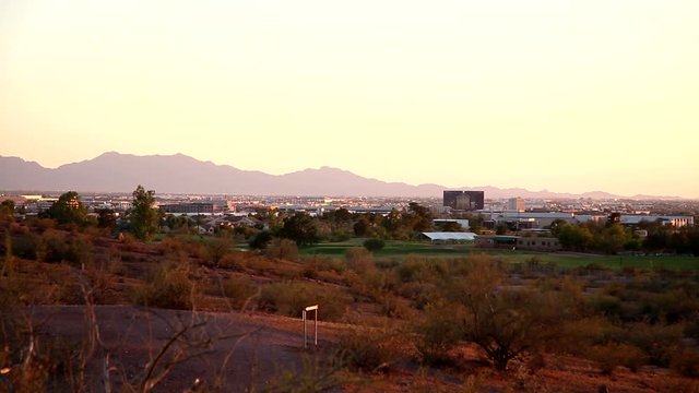 Panoramic From The Sky Harbor Airport To The Downtown In Phoenix/AZ, During The Sunset.