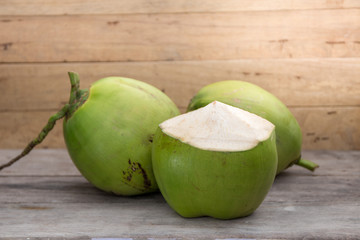 Fresh Coconut on wooden  background