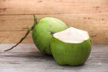 Fresh Coconut on wooden  background