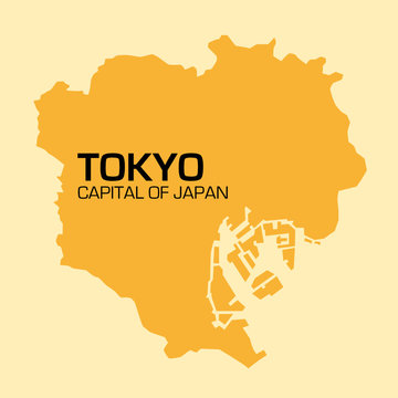 simple outline map of the Japanese capital Tokyo