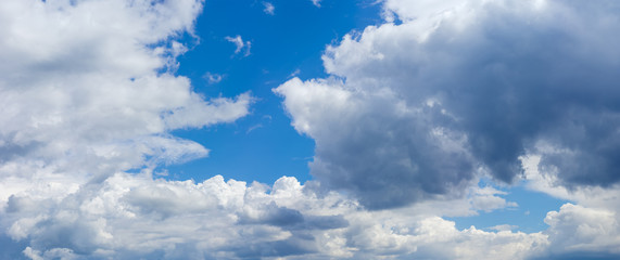 Naklejka na ściany i meble Background of the sky with cumulonimbus clouds