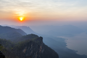 Mae Ping National Park at sunrise, Pha dang luang view point, Li, Lamphun, Thailand.