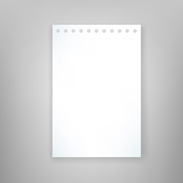 White paper sheet vector template on grey background. Vector illustration for branding. Mock-up for your design.

