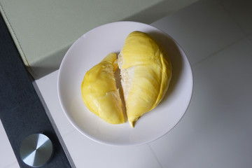 Durian, King of Tropical Fruits on the table.