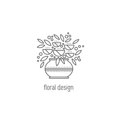 Obraz premium Floral design line icon