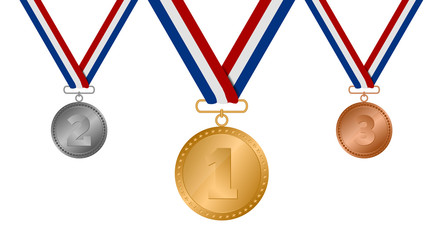 Set of gold, silver and bronze medals. vector Illuastration