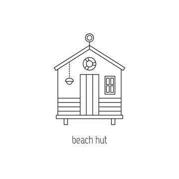 Beach hut line icon