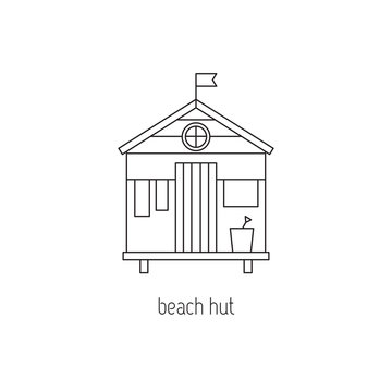 Beach hut line icon