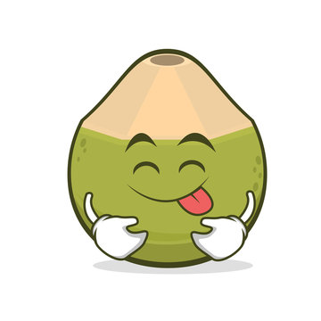 Tongue Out Green Coconut Cartoon Character