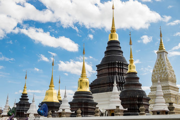 Naklejka premium Ban Den temple is a Thai temple which is located in the northern part of Thailand It is one of the most beautiful and famous Thai temples in Chiang Mai