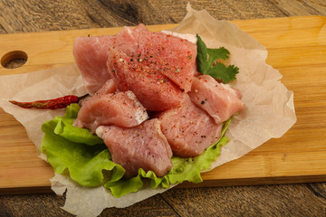 Raw pork pieces