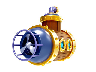 old wooden submarine back