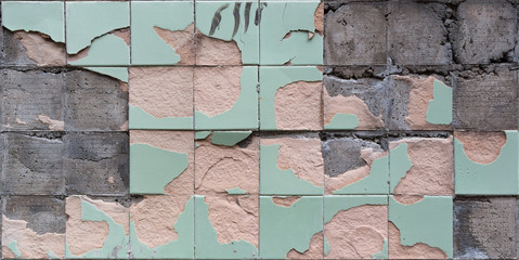 Seamless broken green tile texture, concept of destroy