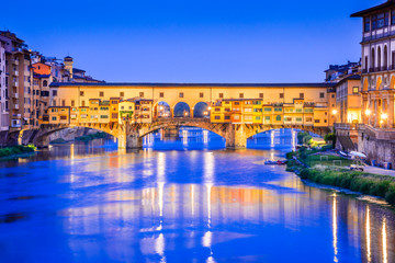 Obraz premium Florence, Tuscany, Italy - Ponte Vecchio and Arno River
