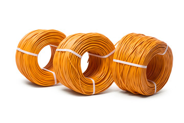 Electrical cable, energy and technology equipment isolated on white