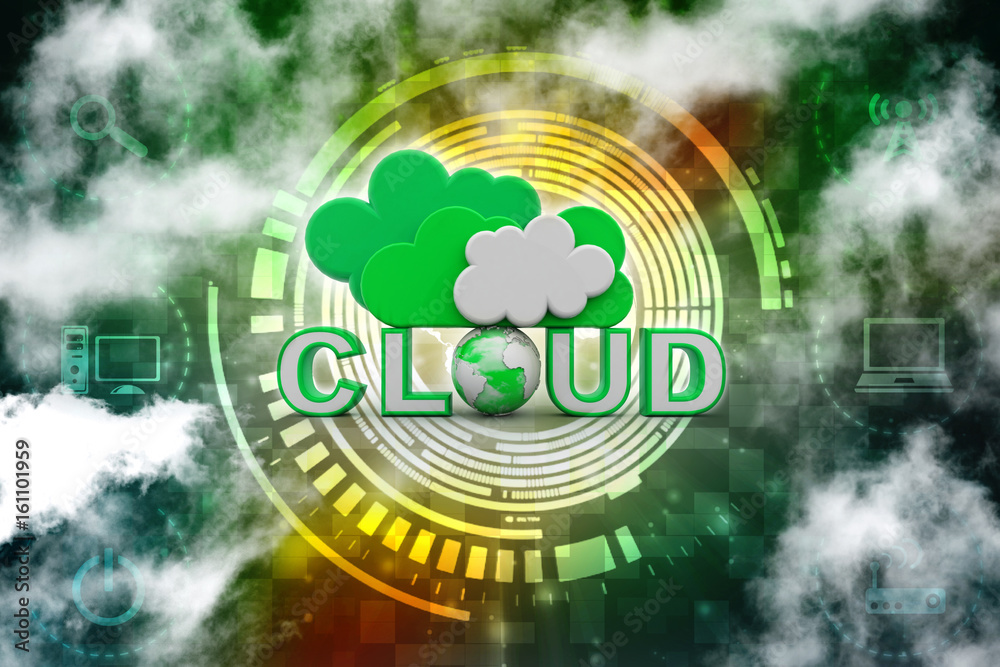 Poster 3d rendering technology cloud computing