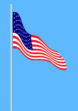 Waving American flag. Isolated vector USA flag illustration for flyer, banner, greeting card, print, poster, design