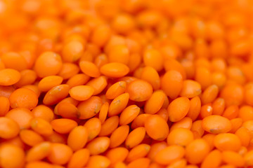 Red lentils as background. macro