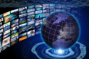worldwide internet streaming service concept.