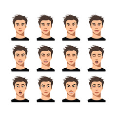 Set of male facial emotions.