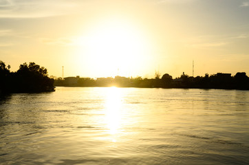 Naklejka premium Some Amphawa life hood with moment of the sun rise.