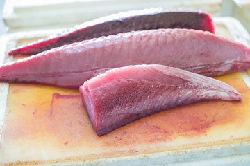 Raw tuna fish for sale at Fish market in Male,Maldives