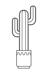 Cactus, succulent. Flat linear icon, illustration of potted plant isolated on white background. Object for design