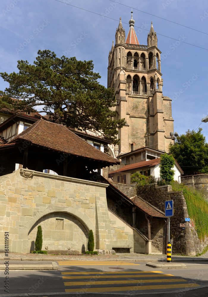 Wall mural cathedral of notre dame in lausanne, switzerland