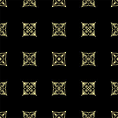 Seamless ornamental luxury pattern. Black and golden textile print. Islamic vector background. Floral tiles. Template can be used for fabric, textile, cloth, wrapping paper, oilcloth, and other design