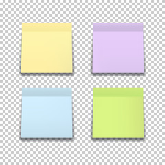 Set of colored stickers isolated on transparent background.