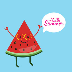 Funny vector background with watermelon slice in glasses