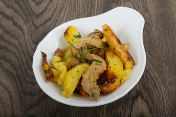 Fried potato with pork