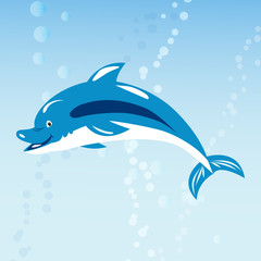 Obraz na płótnie Canvas Cute dolphins aquatic marine nature ocean blue mammal sea water wildlife animal vector illustration.