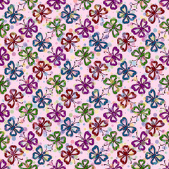 Seamless Background, Tile Pattern of Symbolical Colorful Butterflies. Eps10, Contains Transparencies. Vector
