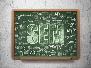 Advertising concept: SEM on School board background