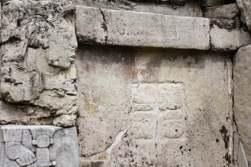 Fototapeta premium Bas-relief carving with of a Mayan king, Palenque, Chiapas, Mexico