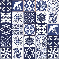 Wallpaper murals Portugal ceramic tiles Blue Portuguese tiles pattern - Azulejos vector, fashion interior design tiles 