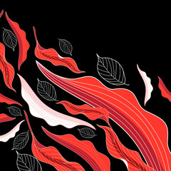 Vector background red flight autumn leaves