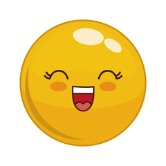 emoticon face happy icon over white background colorful design vector illustration